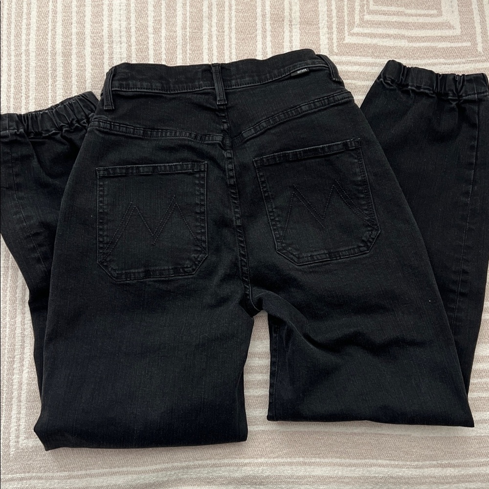 MOTHER The Carpenter Roller High Rise Utility Jogger Black Jeans size 24 - Picture 2 of 15